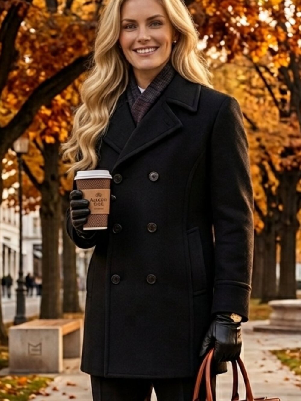 Herman Kay XL Black 75% Wool Blend Double Breasted Peacoat